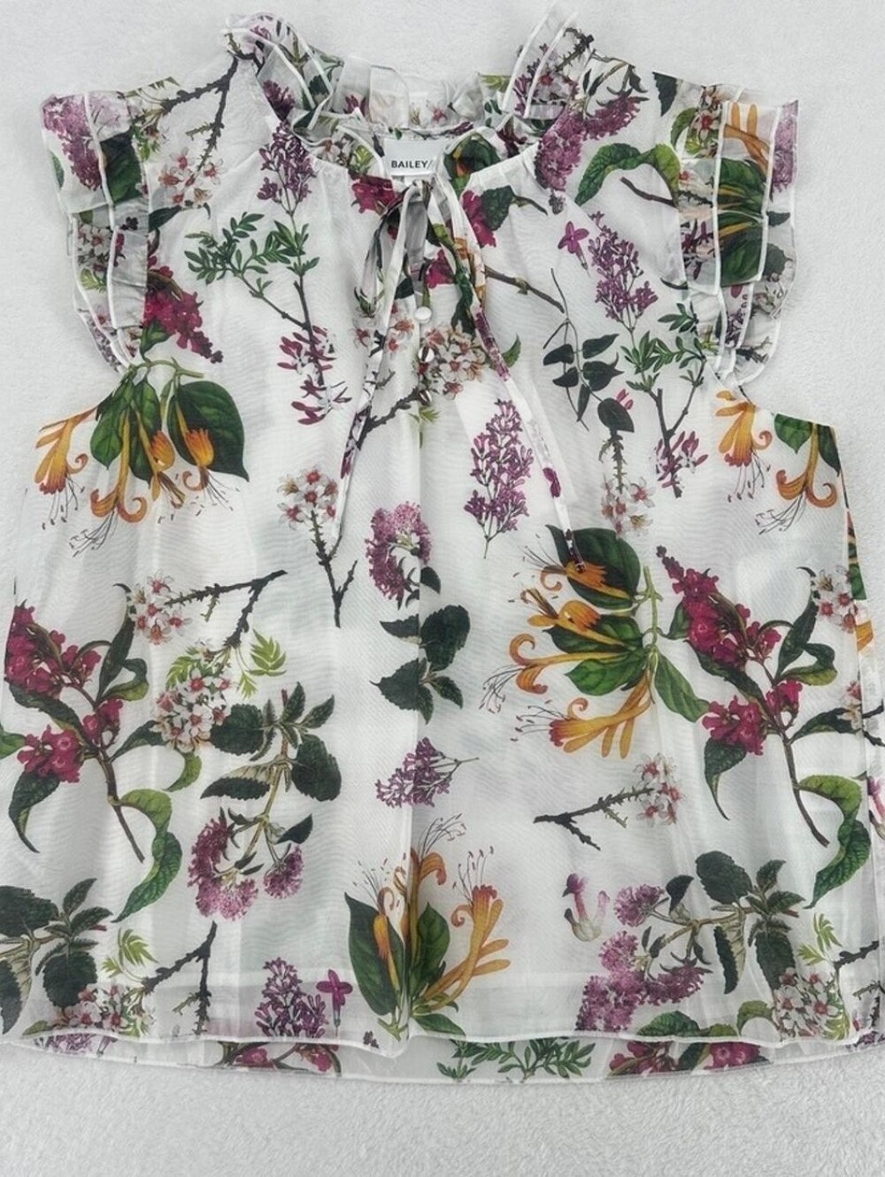Bailey 44 White Floral Tie-Neck Sleeveless Blouse Sz Sml NWT